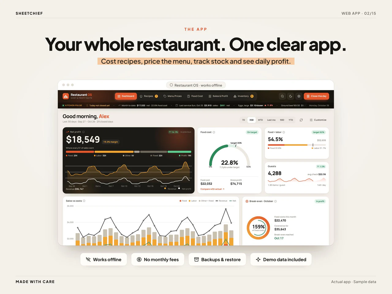 App overview: Recipe Cost Calculator App for Restaurant and Bakery Menu Pricing