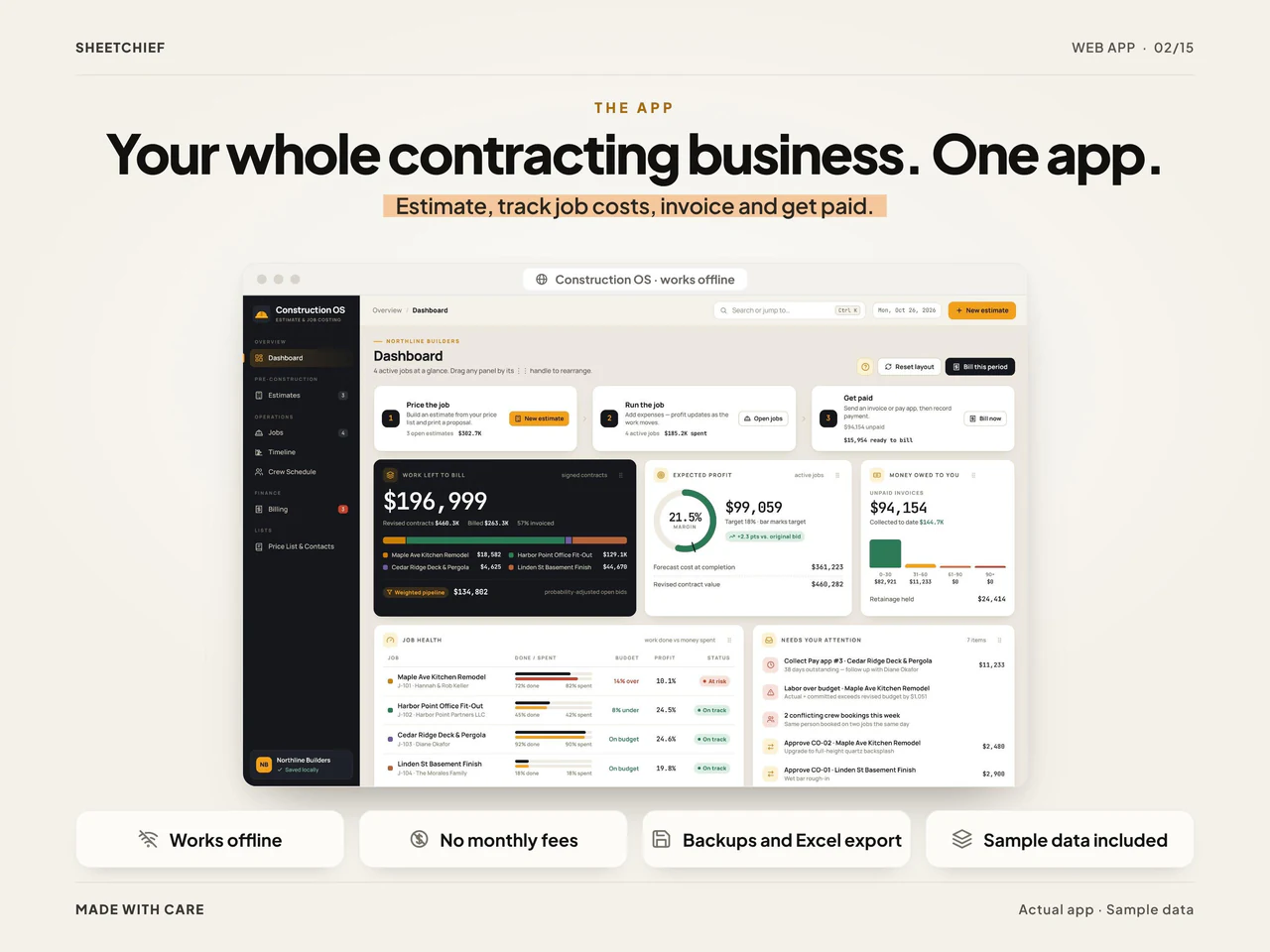 App overview: Contractor Estimate App with Construction Invoices & Job Cost Tracking