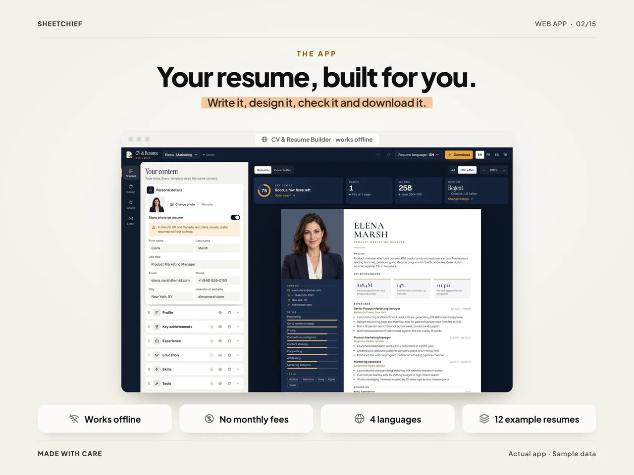 App overview: Professional Resume Builder App with CV and Cover Letter Templates