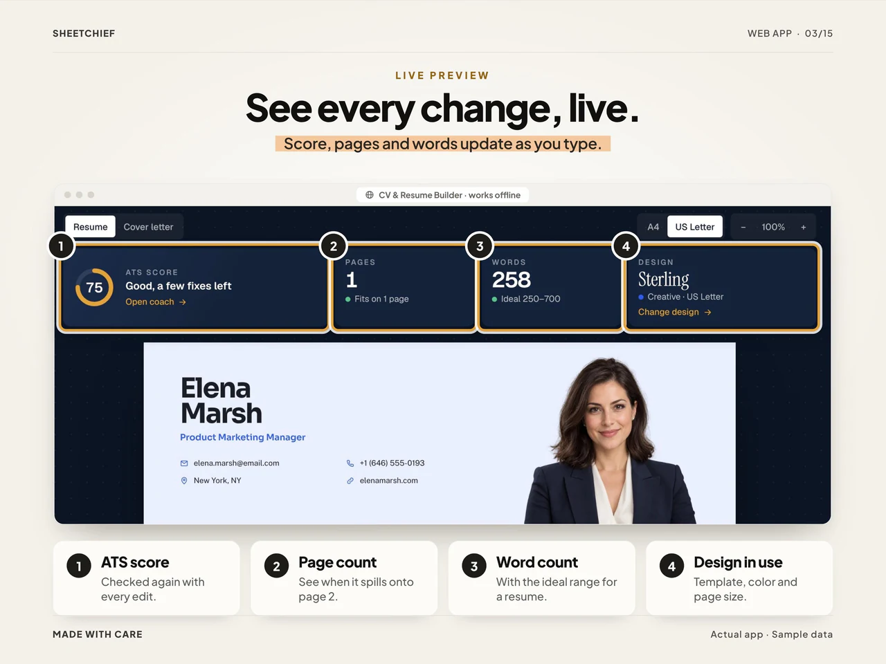 Dashboard details: Professional Resume Builder App with CV and Cover Letter Templates