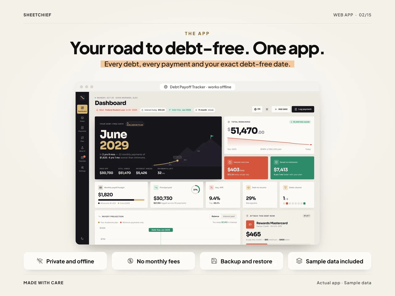 App overview: Debt Payoff Tracker App with Debt Snowball Calculator and Credit Card Tracker