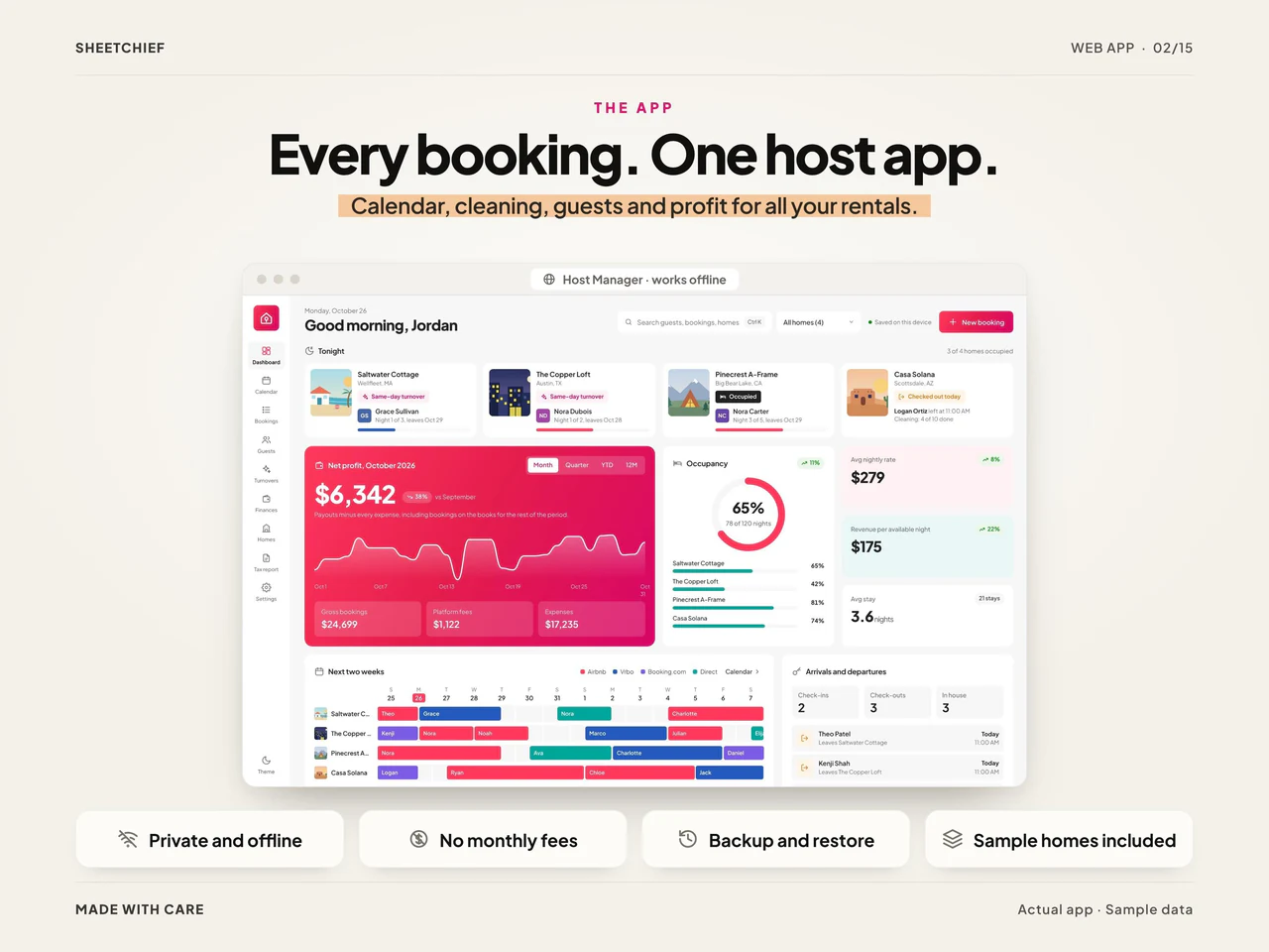 App overview: Airbnb Host Manager App with Booking Calendar & Cleaning Checklist