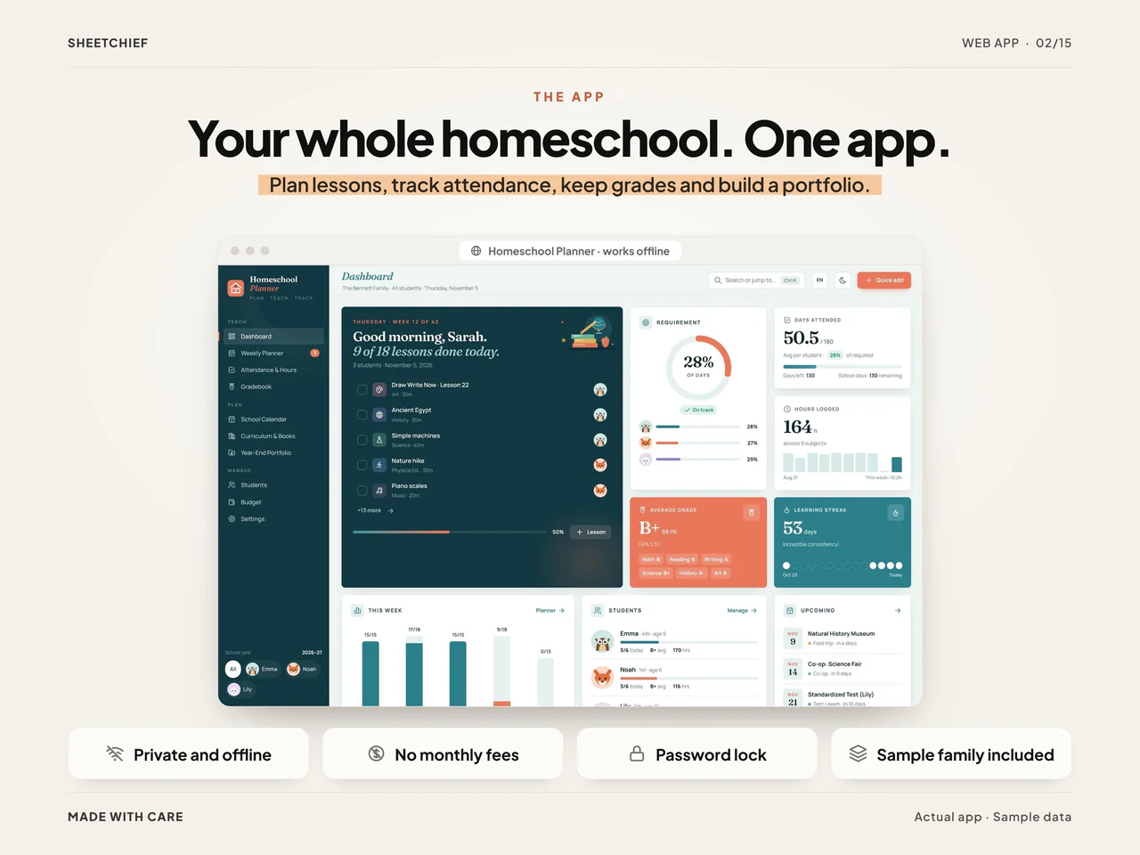 App overview: Homeschool Planner App with Attendance Tracker, Gradebook and Lesson Planner