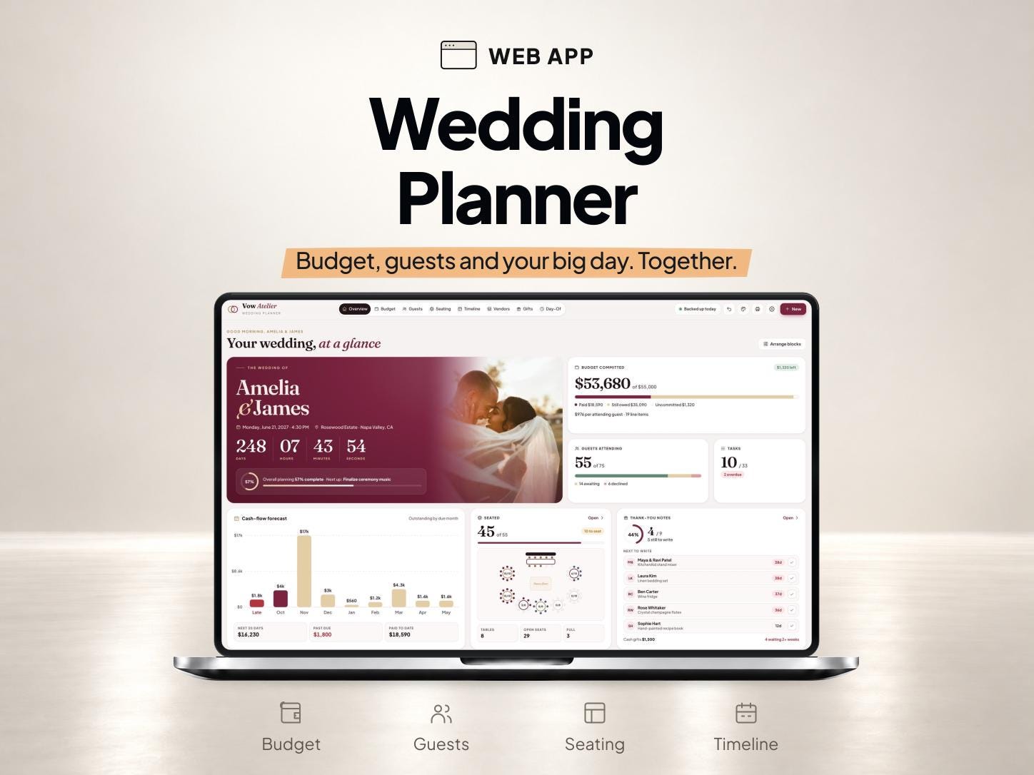 Digital Wedding Planner App with Budget, RSVP and Seating Chart — SheetChief product preview