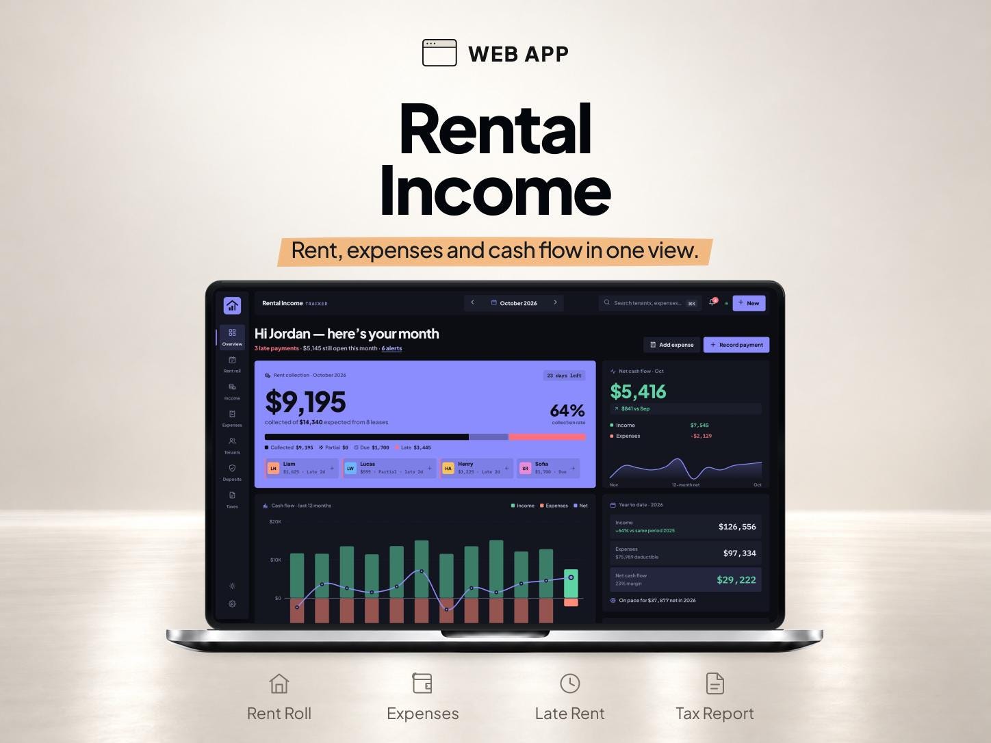 Rental Income Tracker and Landlord Bookkeeping App — SheetChief product preview