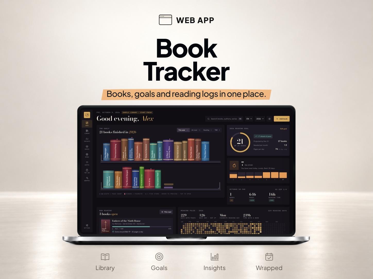 Book Tracker App and Digital Reading Journal with TBR Jar and Book Bingo — SheetChief product preview